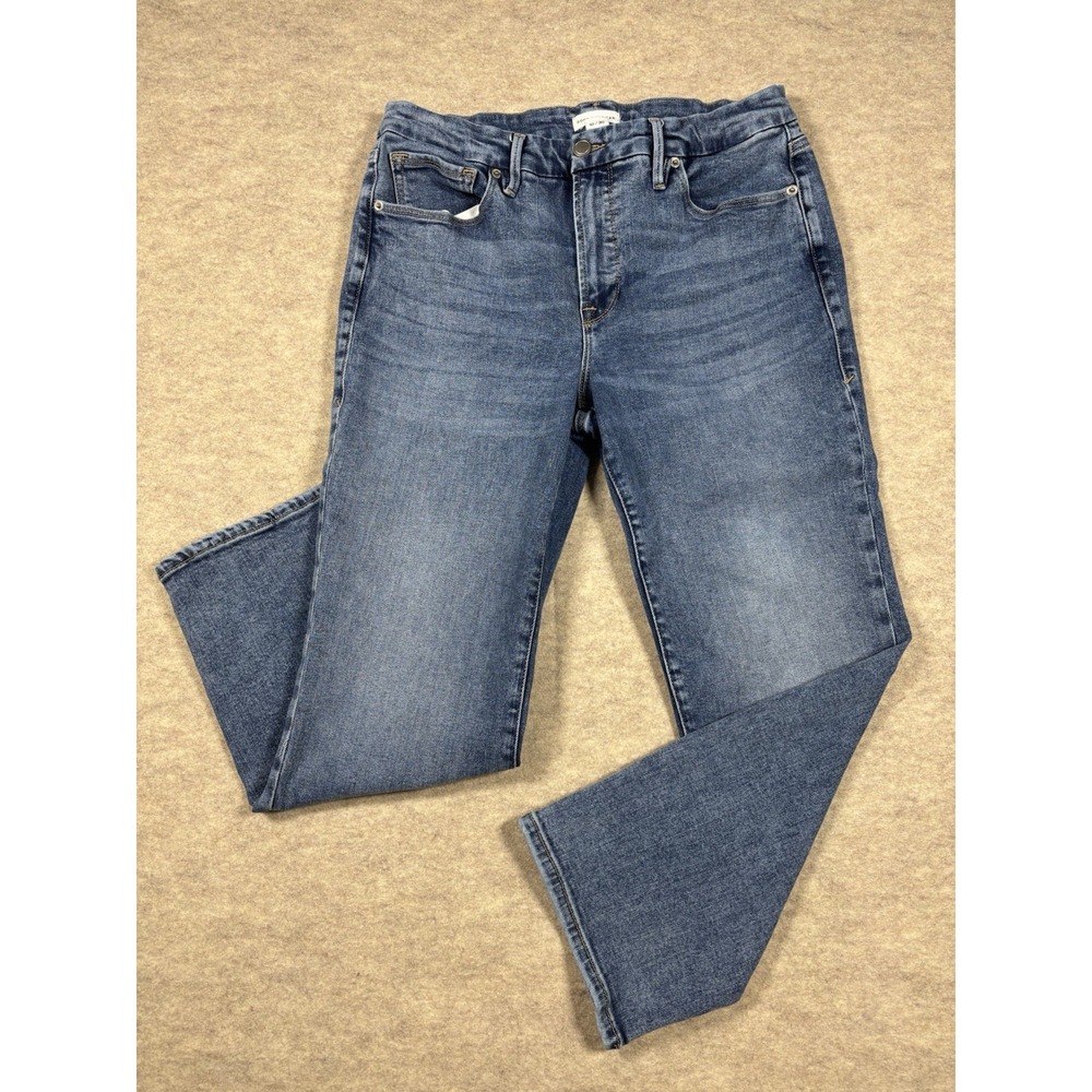Good American Women's Blue Denim Jeans Size 10/30 High Waist Medium Wash Stretch - Picture 2 of 8